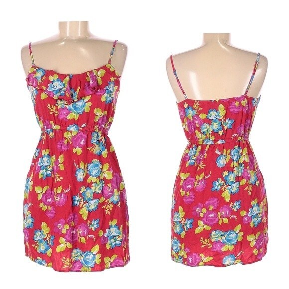 Red floral ruffle sundress size large - Picture 1 of 7